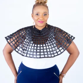 Alex Woven Jet Black African Ankara Print Cape 2