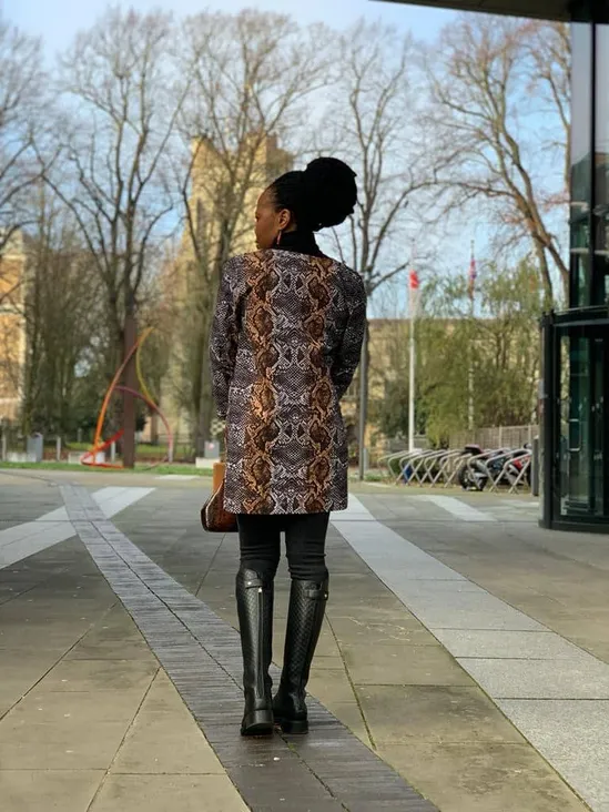Bola African Ankara Snake Print Duster Coat 4