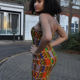 Kente African Print Fusion Silhouette Dress 3