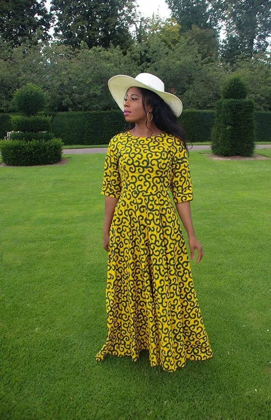 Mirembe African Ankara Print Quarter Sleeve Dress