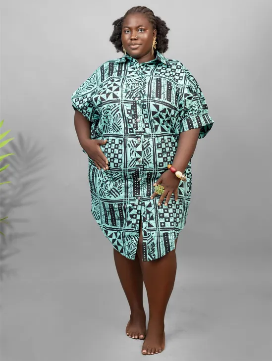 Plus Size African Print Shirt Dress
