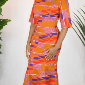Teefah Colourful Kente African Silhouette Dress