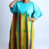 Vibrant Striped African Kaftan Bubu Maxi Dress With Matching Scar 5
