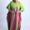 Vibrant Striped African Kaftan Bubu Maxi Dress With Matching Scarf