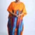 Vibrant Striped African Kaftan Bubu Maxi Dress With Matching Scarf 2
