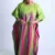 Vibrant Striped African Kaftan Bubu Maxi Dress With Matching Scarf