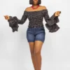 Tife Off Shoulder Bell Sleeve African Print Crop Top