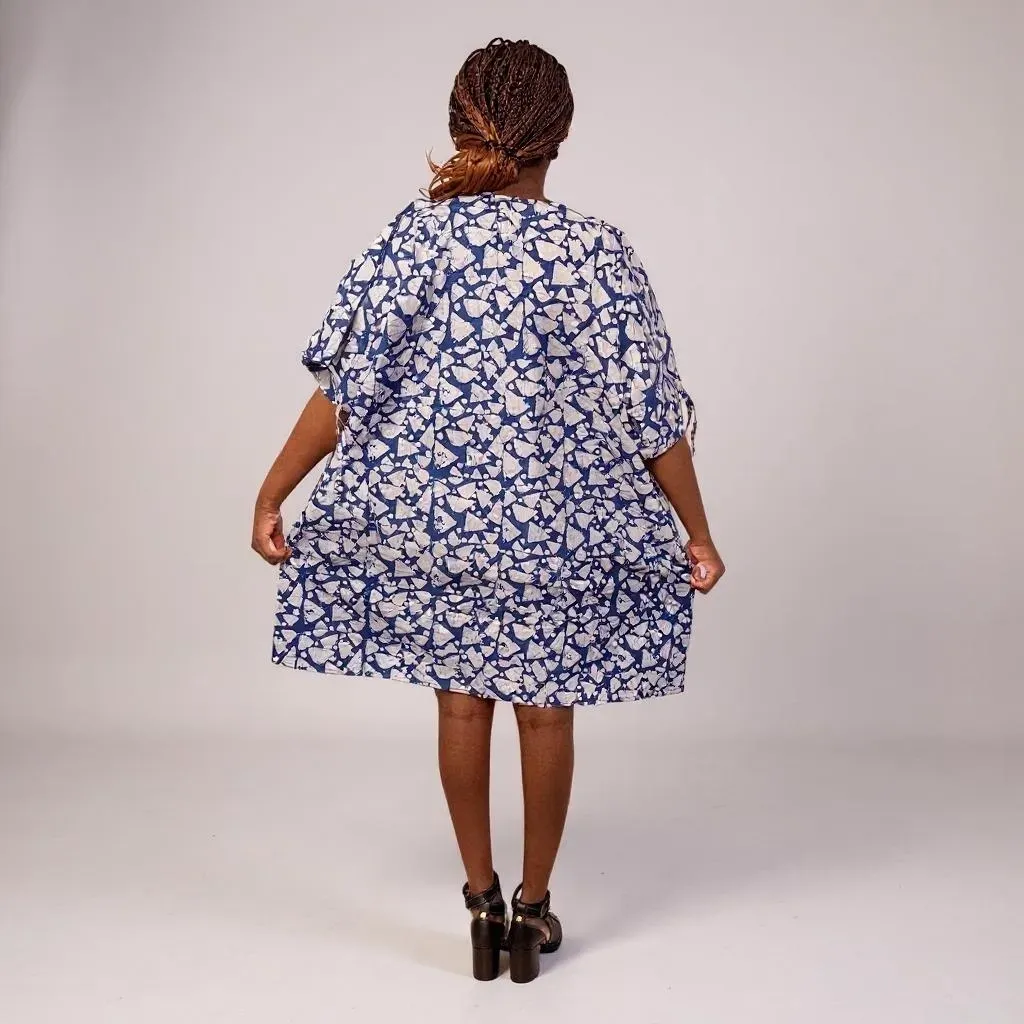 Adire Short Dress with Front Pockets - Image 2