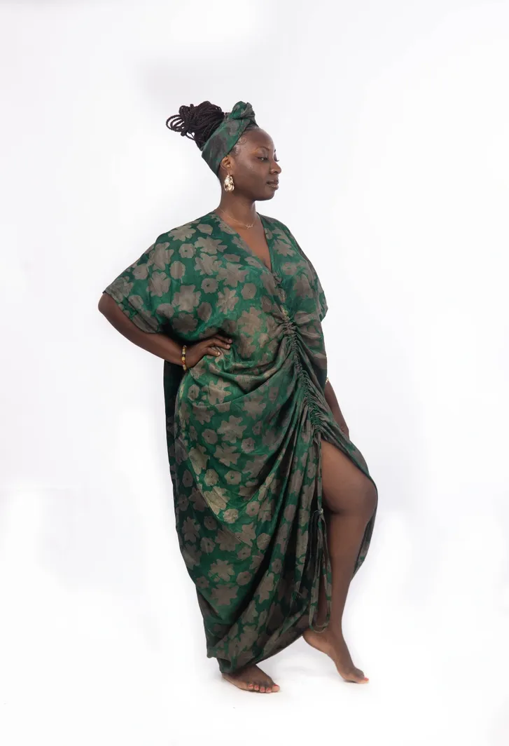 Adire Crepe Boubou with Drawstings - Image 2