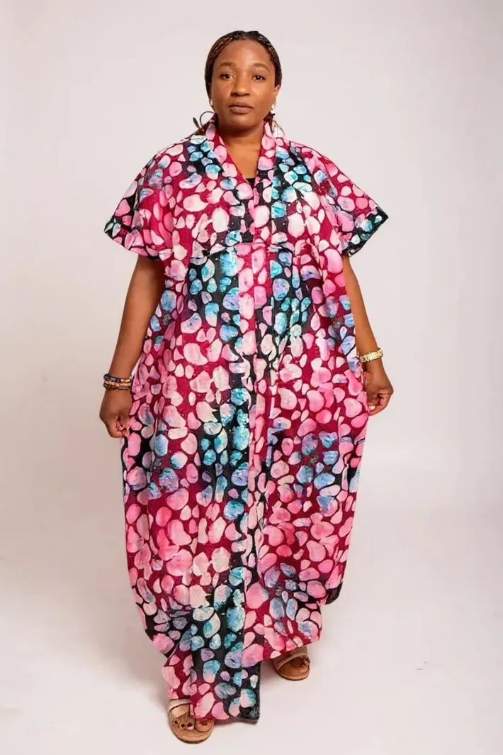 Ankara V- Neck Kaftan with Inner Belt