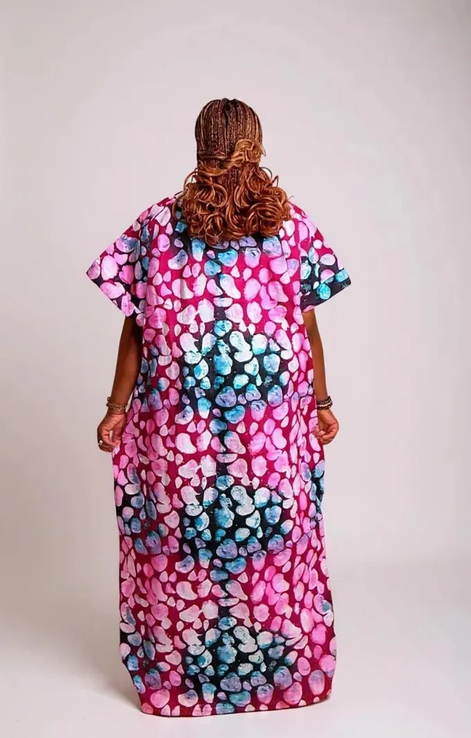 Ankara V- Neck Kaftan with Inner Belt - Image 2