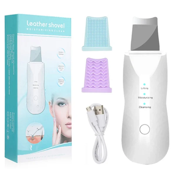 Rechargeable Ultrasonic Facial Skin Scrubber – Deep Pore Cleanser, Blackhead Remover & Collagen Stimulator with USB Charging