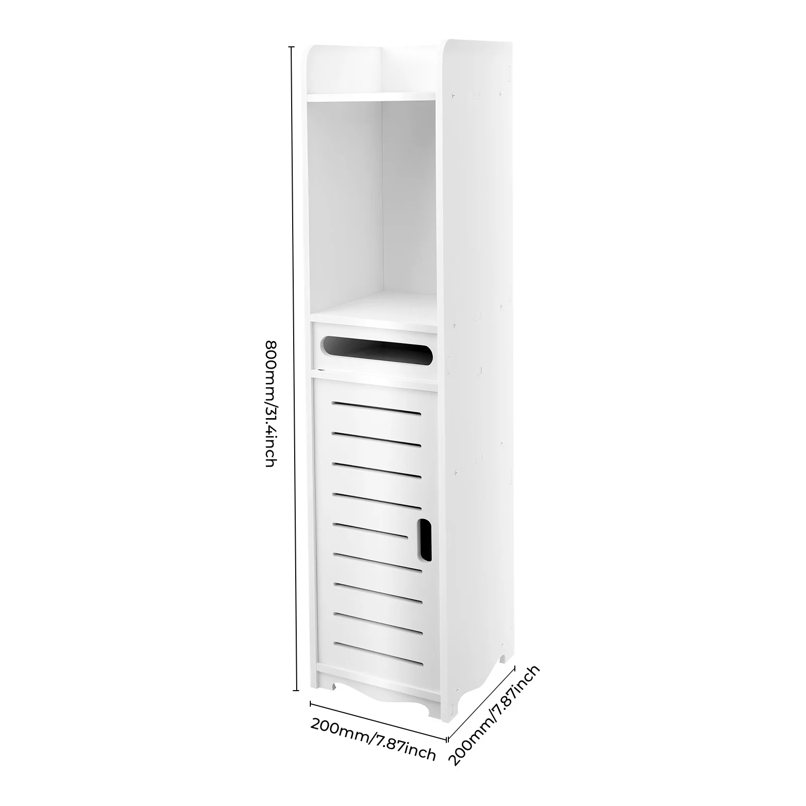 Wooden Standing Bathroom Cabinet with Adjustable Narrow Toilet Sideboard Shelves - Image 5