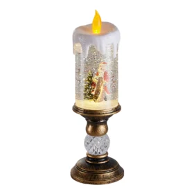 Voltsify decorative Christmas snow globe LED candle lamp with music function for holiday home décor.