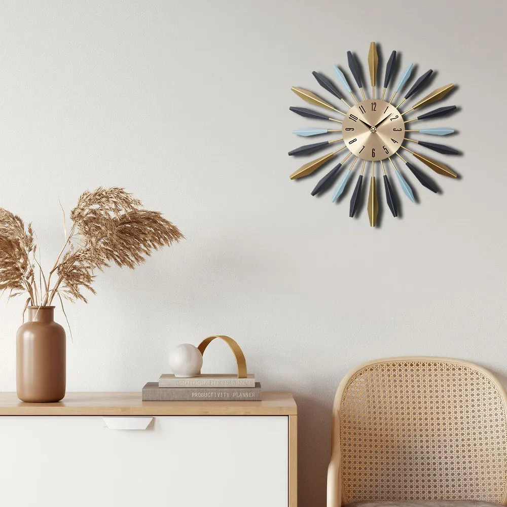 Large Metal Starburst Decorative Wall Clock - Image 6