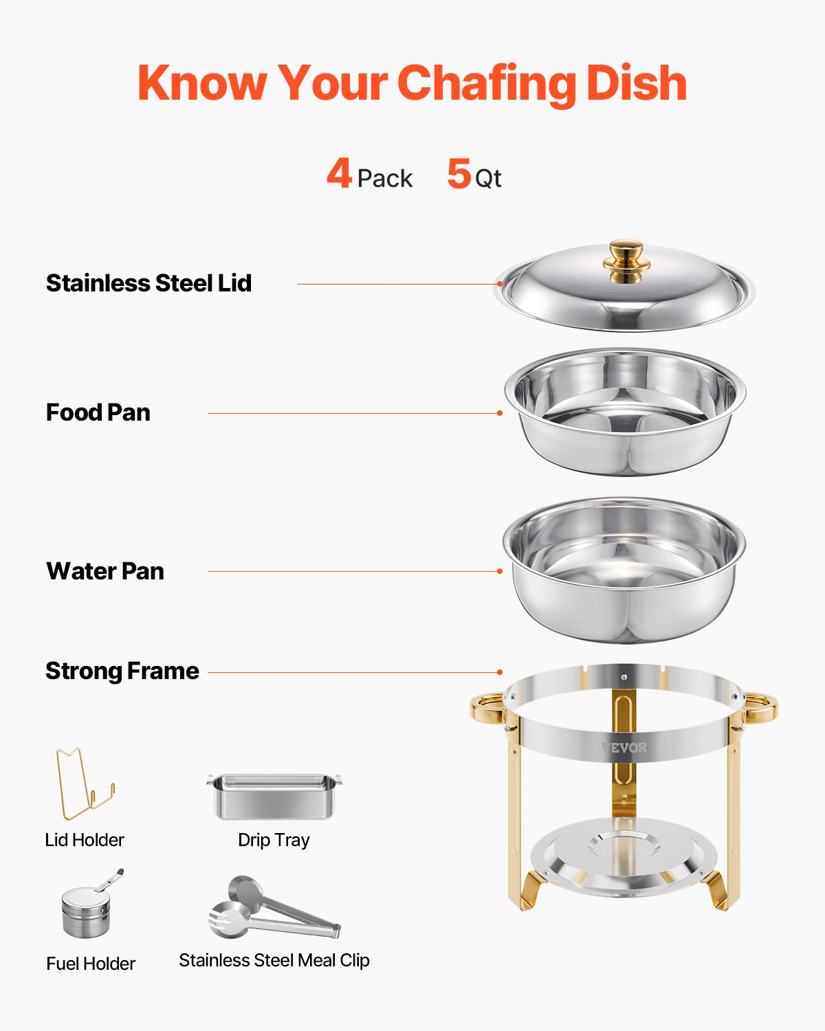 Stainless Steel Buffet Chafing Dish Catering Warmer Set - Image 2