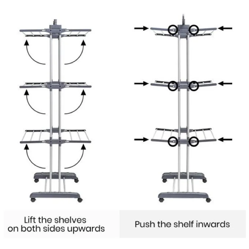 Foldable Adjustable 4-Tier Clothes Drying Rack Airer Stand - Image 6