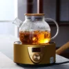 1.8L Heat-Resistant Glass Teapot with Wooden Lid & Anti-Scald Handle – Large Capacity Kettle for Hot & Cold Drinks, Fruit Tea, Coffee, Water