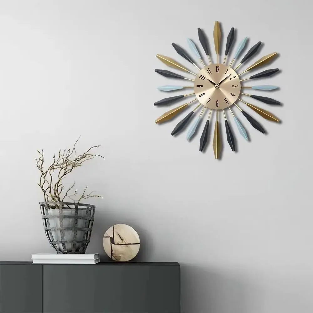 Large Metal Starburst Decorative Wall Clock - Image 5