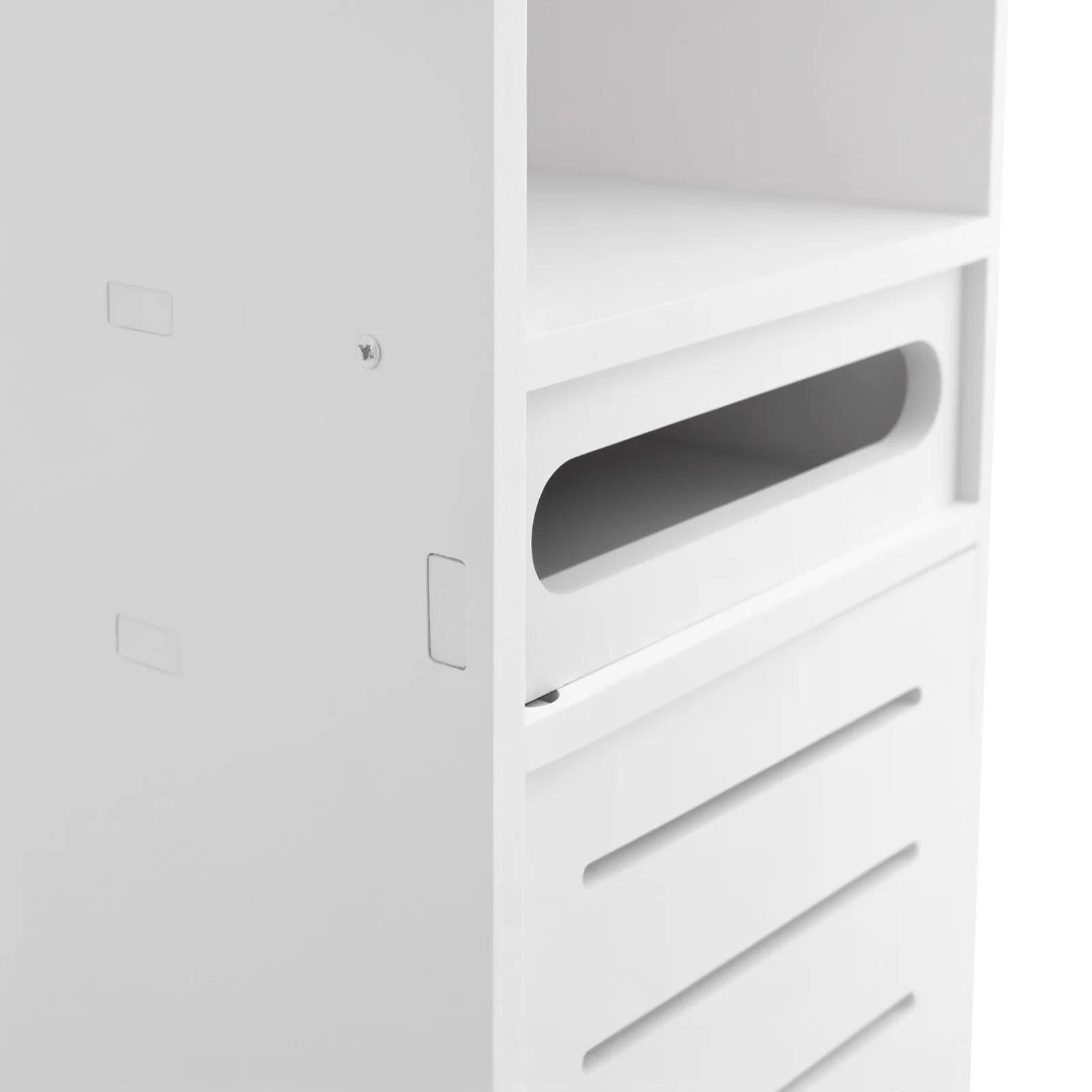 Wooden Standing Bathroom Cabinet with Adjustable Narrow Toilet Sideboard Shelves - Image 2