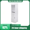 Wooden Standing Bathroom Cabinet with Adjustable Narrow Toilet Sideboard Shelves