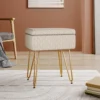 Rectangular Upholstered Storage Stool Multifunctional Bedroom Dressing Table Stool Metal Legs