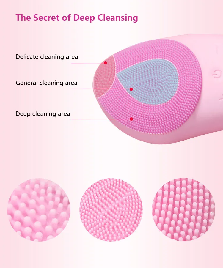 Mini Electric Face Washer Cleanser Silicone Facial Cleanser Waterproof Rechargeable Ultrasonic Pore Facial Cleaner - Image 3
