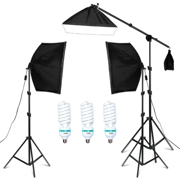Softbox Photography Lighting Kit with E27 Bulb Options