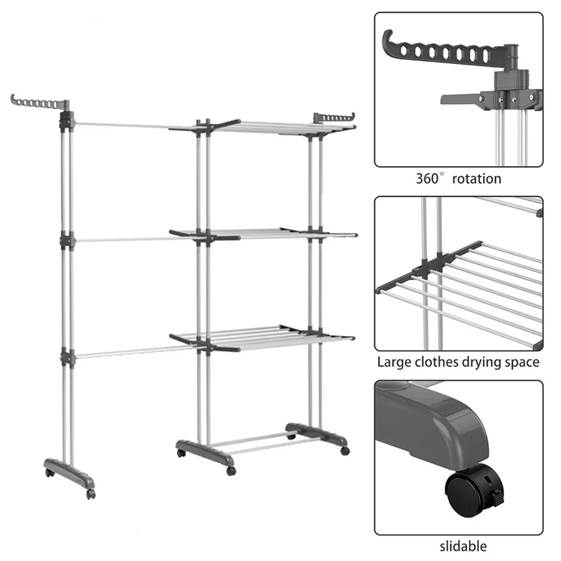 Foldable Adjustable 4-Tier Clothes Drying Rack Airer Stand - Image 5