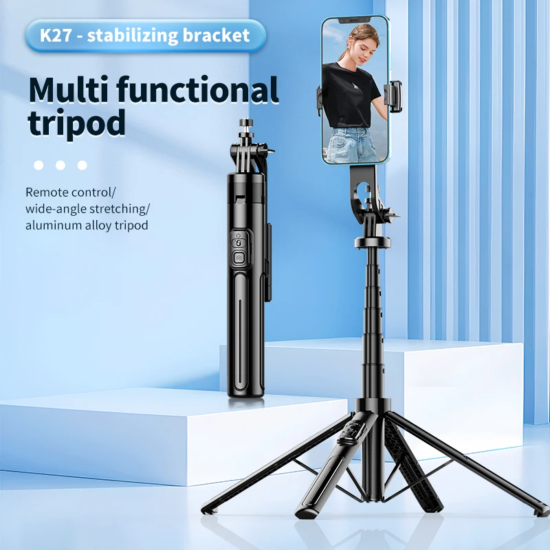 360° Rotating Smartphone Tripod Stand with Bluetooth Selfie Stick - Image 4