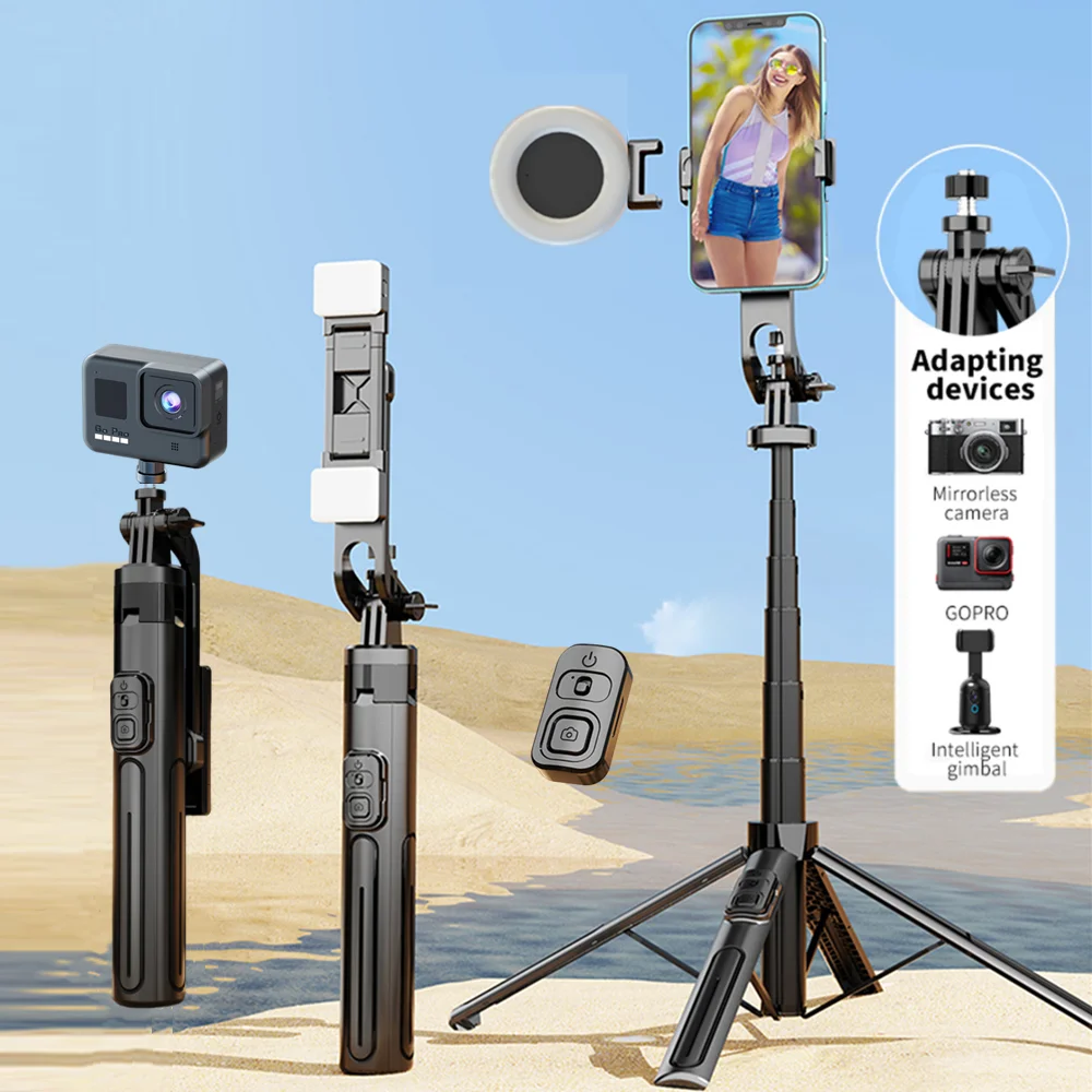 360° Rotating Smartphone Tripod Stand with Bluetooth Selfie Stick
