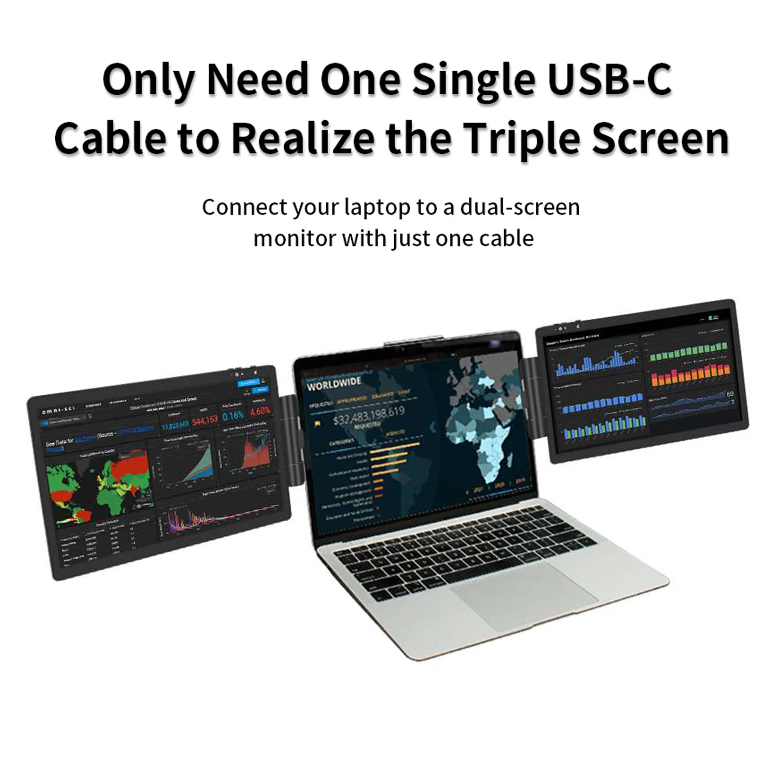 12" Laptop Dual Monitor HD IPS Screen Extender