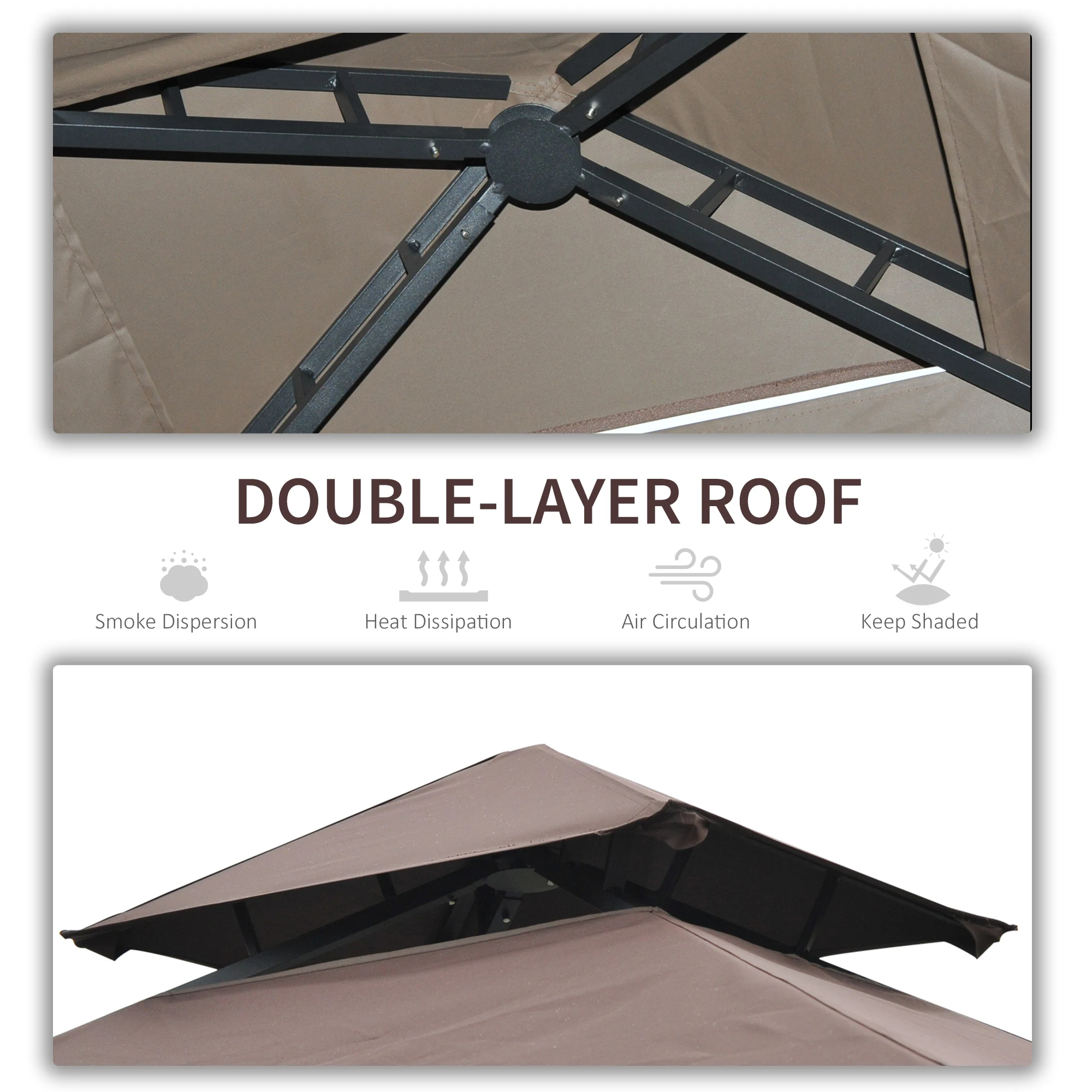 Outsunny Coffee BBQ Tent Canopy Patio Outdoor Awning Shelter - Image 4