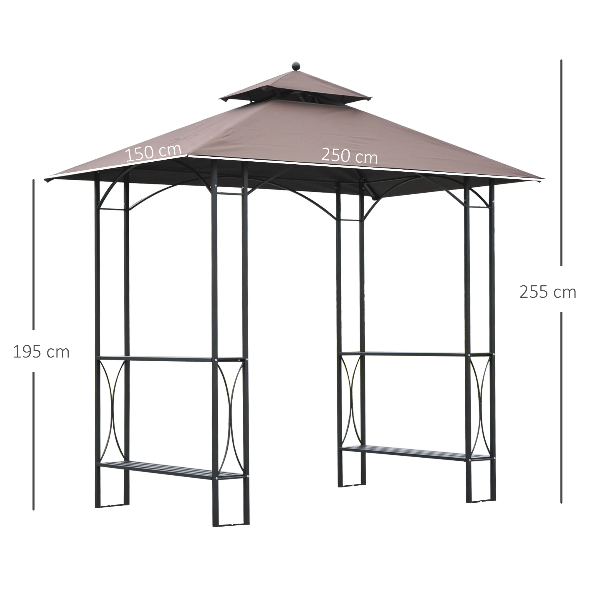 Outsunny Coffee BBQ Tent Canopy Patio Outdoor Awning Shelter - Image 3