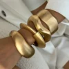 Chunky Gold Water Drop Wide Metal Open Cuff Bangle