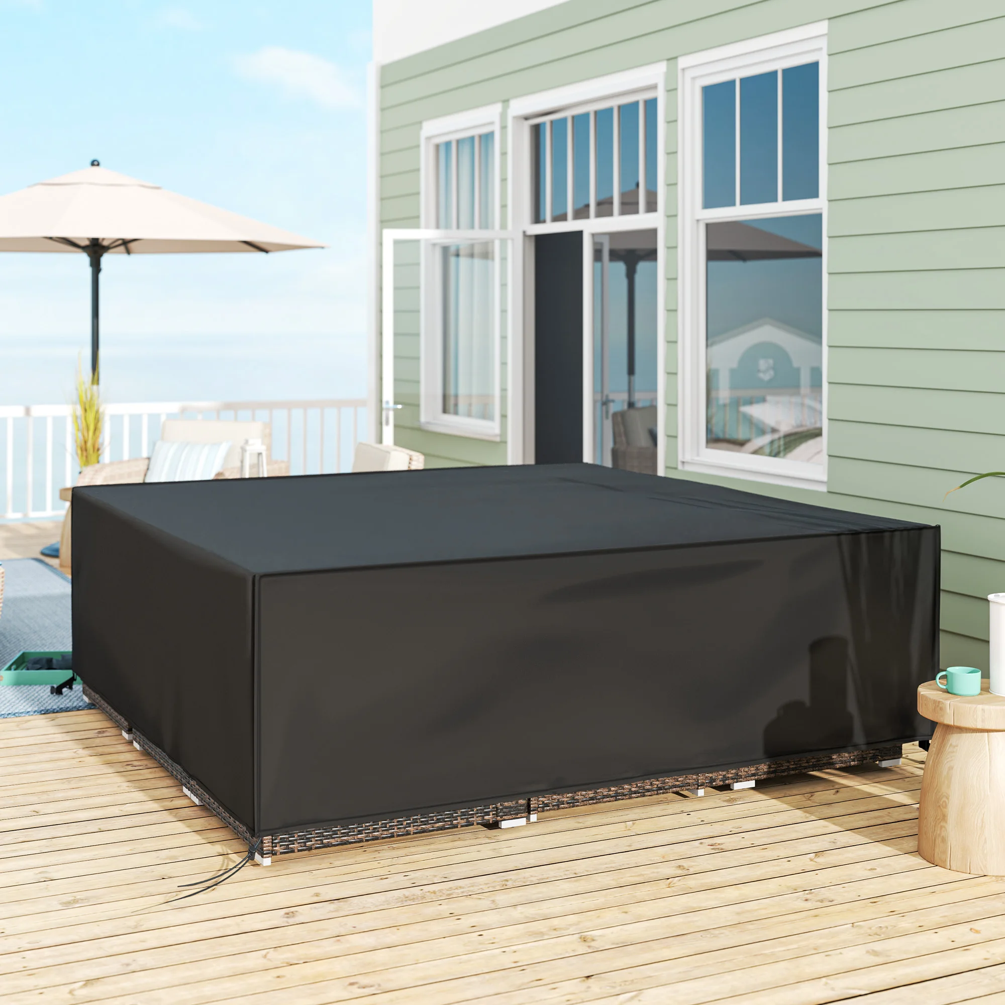 Outsunny Large Patio Furniture Cover 600D Waterproof Black