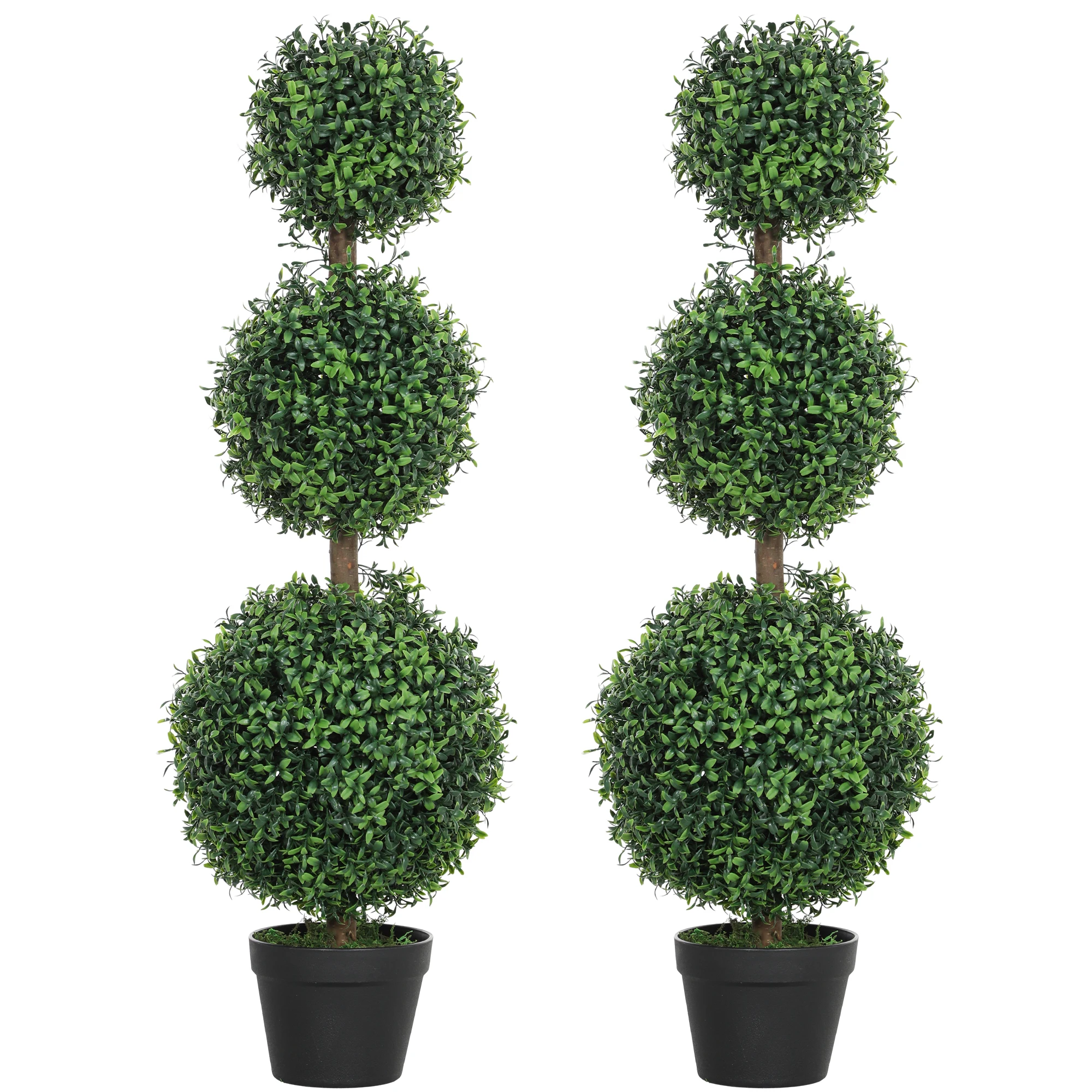 HOMCOM Set of 2 Decorative Green Artificial Boxwood Trees