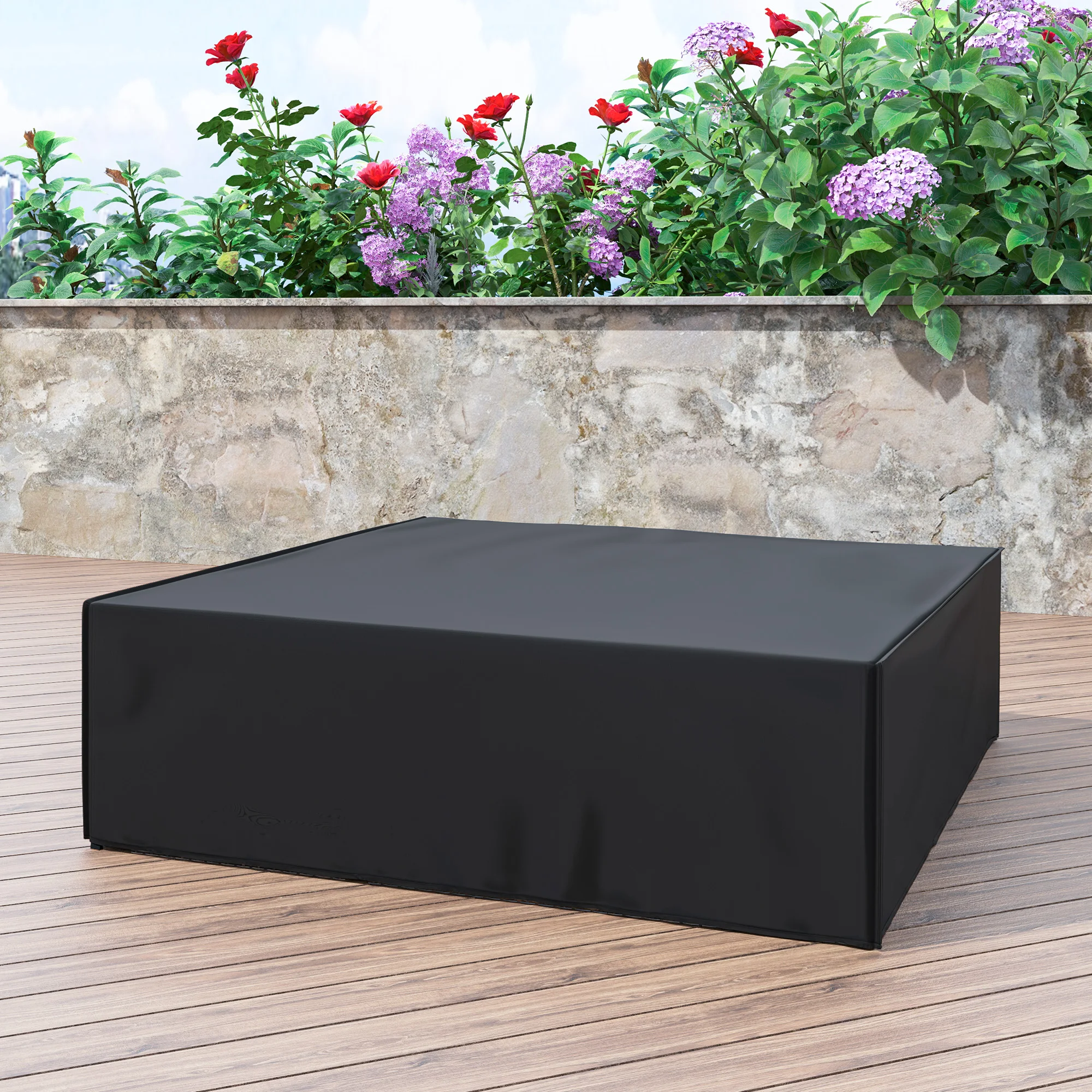 Outsunny Large Patio Furniture Cover 600D Waterproof Black - Image 4