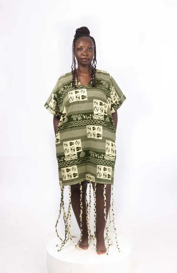 Ankara Short Dress with Braided Strips