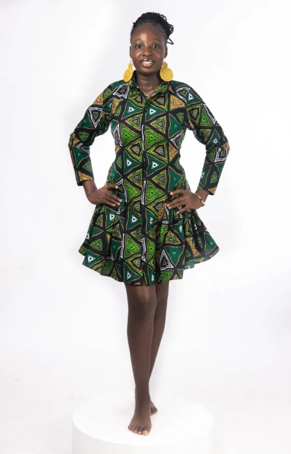 Ankara Dress with Side Ruffles