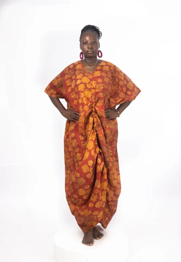 Adire Crepe Boubou with Drawstings