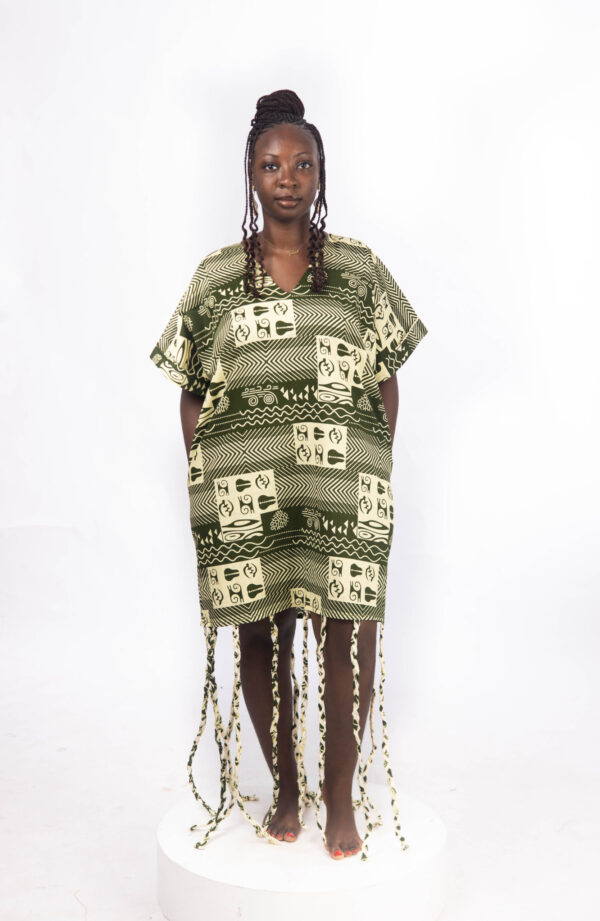Ankara Short Dress with Braided Strips60