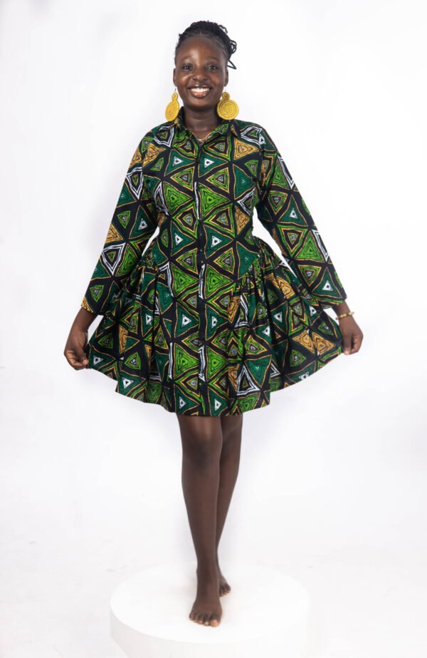 Ankara Dress with Side Ruffles